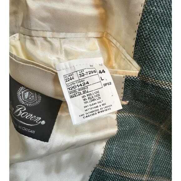 Jack Victor Blazer Mens Size 44L Austin Green Plaid Sport Coat Wool Silk Linen - Picture 3 of 13